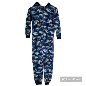 Hooded full length shark pajamas Size 10/12